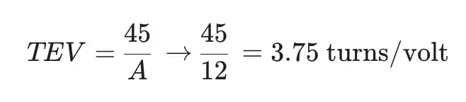 محاسبه تعداد دور سیم پیچ به ازای هر ولت